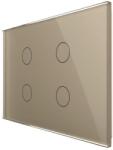 LIVOLO Intrerupator cvadruplu cap scara / cruce cu touch Livolo din sticla, standard Italian - Serie noua, auriu, VL-FC4S-3G-13 (VL-FC4S-3G-13)