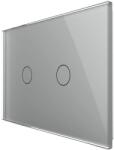 LIVOLO Intrerupator cu variator dublu cu touch Livolo din sticla, standard Italian, protocol ZigBee - Serie noua, gri, VL-FC2D1Z-3G-15 (VL-FC2D1Z-3G-15)