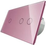 LIVOLO Intrerupator simplu + dublu cu touch Livolo din sticla, Protocol ZigBee, Control de pe telefonul mobil, roz, VL-C701Z/C702Z-17 (VL-C701Z/C702Z-17)