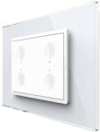 LIVOLO Intrerupator cvadruplu cap scara / cap cruce wireless cu touch Livolo cu rama din sticla, standard Italian - Serie noua, alb, VL-FC4SR-3WP-11 (VL-FC4SR-3WP-11)