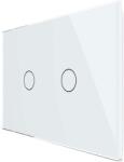 LIVOLO Intrerupator dublu cap scara / cap cruce cu touch Livolo din sticla, standard Italian, protocol ZigBee - Serie noua, alb, VL-FC2SZ-3G-11 (VL-FC2SZ-3G-11)