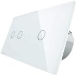 LIVOLO Intrerupator dublu + simplu cu touch Livolo din sticla, Protocol ZigBee, Control de pe telefon, alb, VL-C702Z/C701Z-11 (VL-C702Z/C701Z-11)