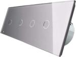 LIVOLO Intrerupator LIVOLO cu touch din sticla cu 4 intrerupatoare simple, Protocol ZigBee, Control de pe telefon, gri, BB-C7-4C1Z-15 (BB-C7-4C1Z-15)
