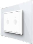LIVOLO Intrerupator dublu cap scara / cap cruce cu touch Livolo cu rama din sticla, standard Italian, protocol ZigBee - Serie noua, alb, VL-FC2SZ-3WP-11 (VL-FC2SZ-3WP-11)