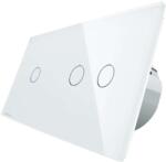 LIVOLO Intrerupator simplu + dublu cu touch Livolo din sticla, Protocol ZigBee, Control de pe telefonul mobil, alb, VL-C701Z/C702Z-11 (VL-C701Z/C702Z-11)