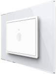 LIVOLO Intrerupator simplu cap scara / cap cruce cu touch Livolo cu rama din sticla, standard Italian, protocol ZigBee - Serie noua, alb, VL-FC1SZ-3WP-11 (VL-FC1SZ-3WP-11)