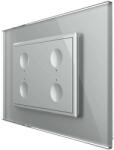 LIVOLO Intrerupator cvadruplu wireless cu touch Livolo cu rama din sticla, standard Italian - Serie noua, gri, VL-FC4R-3IP-15 (VL-FC4R-3IP-15)