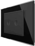 LIVOLO Intrerupator cu variator dublu cu touch Livolo cu rama din sticla, standard Italian, protocol ZigBee - Serie noua, negru, VL-FC2D1Z-3BP-12 (VL-FC2D1Z-3BP-12)