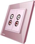 LIVOLO Priza dubla audio Livolo cu rama din sticla, roz, VL-C792AD-17 (VL-C792AD-17)