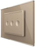 LIVOLO Intrerupator triplu wireless cu touch Livolo cu rama din sticla, standard Italian - Serie noua, auriu, VL-FC3R-3AP-13 (VL-FC3R-3AP-13)