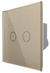 LIVOLO Intrerupator dublu wireless cu touch Livolo din sticla, auriu, VL-FC2R-2G-2A (VL-FC2R-2G-2A)