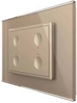 LIVOLO Intrerupator cvadruplu cap scara / cap cruce cu touch Livolo cu rama din sticla, standard Italian, protocol ZigBee - Serie noua, auriu, VL-FC4SZ-3AP-13 (VL-FC4SZ-3AP-13)