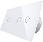 LIVOLO Intrerupator simplu + dublu cu touch Livolo din sticla, alb, VL-C701/C702-11 (VL-C701/C702-11)