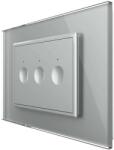 LIVOLO Intrerupator triplu wireless cu touch Livolo cu rama din sticla, standard Italian - Serie noua, gri, VL-FC3R-3IP-15 (VL-FC3R-3IP-15)
