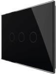 LIVOLO Intrerupator triplu wireless cu touch Livolo din sticla - standard italian, negru, VL-FC3R-3G-12 (VL-FC3R-3G-12)
