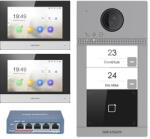 Hikvision KIT videointerfon Smart pentru doua familii, Rj45 + Wi-Fi 2.4Ghz, Switch PoE, Card, Tag, monitor 7 inch negru, - HIKVISION DS-KIS604-2-B (DS-KIS604-2-B)