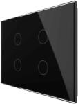 LIVOLO Intrerupator cvadruplu cap scara / cap cruce cu touch Livolo din sticla, standard Italian, protocol ZigBee - Serie noua, negru, VL-FC4SZ-3G-12 (VL-FC4SZ-3G-12)