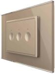 LIVOLO Intrerupator triplu cap scara / cap cruce wireless cu touch Livolo cu rama din sticla, standard Italian - Serie noua, auriu, VL-FC3SR-3AP-13 (VL-FC3SR-3AP-13)