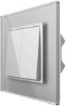 LIVOLO Intrerupator Dublu Mecanic Cap Cruce LIVOLO cu Rama din Sticla - Serie Noua, gri, VL-2FCMM10A-I (VL-2FCMM10A-I) - fluxone