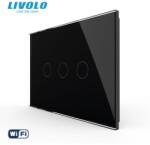 LIVOLO Intrerupator Triplu Wi-Fi cu Touch LIVOLO, standard italian Serie Noua, Negru, VL-FC3NY-3G-12 (VL-FC3NY-3G-12)