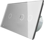 LIVOLO Intrerupator simplu + dublu cu touch Livolo din sticla, gri, VL-C701/C702-15 (VL-C701/C702-15)