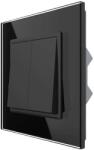 LIVOLO Intrerupator Dublu Mecanic Cap Cruce LIVOLO cu Rama din Sticla - Serie Noua, negru, VL-2FCMM10A-B (VL-2FCMM10A-B) - fluxone
