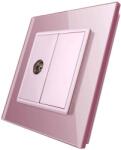 LIVOLO Priza simpla TV Livolo cu rama din sticla, roz, VL-C791V-17 (VL-C791V-17)