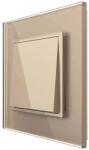 LIVOLO Intrerupator Simplu Mecanic Cap Cruce, 2 Module LIVOLO cu Rama din Sticla - Serie Noua, auriu, VL-FCMM10A-2AP (VL-FCMM10A-2AP) - fluxone