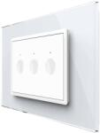 LIVOLO Intrerupator triplu wireless cu touch Livolo cu rama din sticla, standard Italian - Serie noua, alb, VL-FC3R-3WP-11 (VL-FC3R-3WP-11)