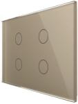 LIVOLO Intrerupator cvadruplu cap scara / cruce wireless cu touch Livolo din sticla, standard Italian - Serie noua, auriu, VL-FC4SR-3G-13 (VL-FC4SR-3G-13)