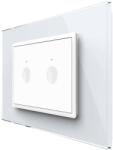 LIVOLO Intrerupator cu variator dublu cu touch Livolo cu rama din sticla, standard Italian, protocol ZigBee - Serie noua, alb, VL-FC2D1Z-3WP-11 (VL-FC2D1Z-3WP-11)