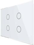 LIVOLO Intrerupator cvadruplu cap scara / cruce wireless cu touch Livolo din sticla, standard Italian - Serie noua, alb, VL-FC4SR-3G-11 (VL-FC4SR-3G-11)