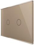 LIVOLO Intrerupator dublu cu touch Livolo din sticla, standard Italian, protocol ZigBee - Serie noua, auriu, VL-FC2Z-3G-13 (VL-FC2Z-3G-13)