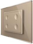 LIVOLO Intrerupator cvadruplu cu touch Livolo cu rama din sticla, protocol ZigBee, standard Italian - Serie noua, auriu, VL-FC4Z-3AP-13 (VL-FC4Z-3AP-13)