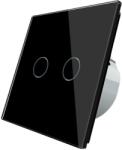 LIVOLO Intrerupator dublu cu revenire / contact uscat Livolo cu touch din sticla, negru, VL-C702CH-12 (VL-C702CH-12)
