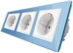 LIVOLO Priza tripla Livolo cu rama din sticla, albastru, VL-C7C3EU-19 (VL-C7C3EU-19)