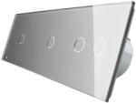 LIVOLO Intrerupator cu touch simplu+simplu+dublu LIVOLO din sticla, Protocol ZigBee, Control de pe telefon, gri, VL-C701Z/C701Z/C702Z-15 (VL-C701Z/C701Z/C702Z-15)