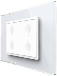 LIVOLO Intrerupator cvadruplu cu touch Livolo cu rama din sticla, protocol ZigBee, standard Italian - Serie noua, alb, VL-FC4Z-3WP-11 (VL-FC4Z-3WP-11)