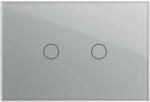 LIVOLO Intrerupator dublu cu touch Livolo din sticla, standard italian - Serie noua, gri, VL-FC2-3G-15 (VL-FC2-3G-15)