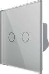 LIVOLO Intrerupator Dublu Cap Scara / Cruce Wi-Fi cu Touch LIVOLO din Sticla - Serie Noua, gri, VL-FC2SNY-2G-2I (VL-FC2SNY-2G-2I)