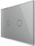 LIVOLO Intrerupator dublu cap scara/cruce cu touch Livolo din sticla - standard italian, gri, VL-FC2S-3G-15 (VL-FC2S-3G-15)