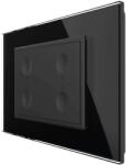 LIVOLO Intrerupator cvadruplu cu touch Livolo cu rama din sticla, standard Italian - Serie noua, negru, VL-FC4-3BP-12 (VL-FC4-3BP-12)