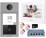 Hikvision KIT videointerfon Smart pentru o familie, Rj45 + Wi-Fi 2.4Ghz, Switch PoE, Card, Tag, monitor 7 inch alb, - HIKVISION DS-KIS604-A (DS-KIS604-A)