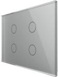 LIVOLO Intrerupator cvadruplu wireless cu touch Livolo din sticla - standard italian, gri, VL-FC4R-3G-15 (VL-FC4R-3G-15)