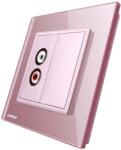 LIVOLO Priza simpla audio Livolo cu rama din sticla, roz, VL-C791AD-17 (VL-C791AD-17)