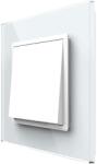 LIVOLO Intrerupator Simplu Mecanic Cap Cruce, 2 Module LIVOLO cu Rama din Sticla - Serie Noua, alb, VL-FCMM10A-2WP (VL-FCMM10A-2WP) - fluxone