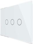 LIVOLO Intrerupator triplu cap scara / cap cruce cu touch Livolo din sticla, standard Italian, protocol ZigBee - Serie noua, alb, VL-FC3SZ-3G-11 (VL-FC3SZ-3G-11)