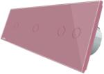 LIVOLO Intrerupator cu touch simplu+simplu+dublu LIVOLO din sticla, Protocol ZigBee, Control de pe telefon, roz, VL-C701Z/C701Z/C702Z-17 (VL-C701Z/C701Z/C702Z-17)