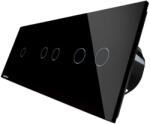 LIVOLO Intrerupator cu touch simplu+dublu+dublu LIVOLO din sticla, negru, VL-C701/702/702-12 (VL-C701/702/702-12)
