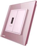 LIVOLO Priza USB Livolo cu rama din sticla, roz, VL-C791USB-17 (VL-C791USB-17)